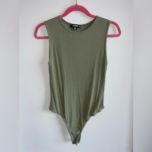 Missguided Ribbed Green Bodysuit, Size 8